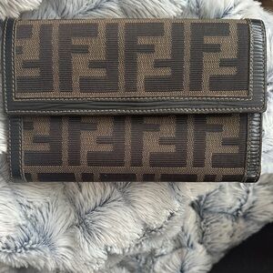 Vintage Fendi Black and Brown Logo Wallet